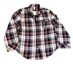 Victoria’s Secret Plaid Long Sleeve Pajama Top Womens Size XS Red White